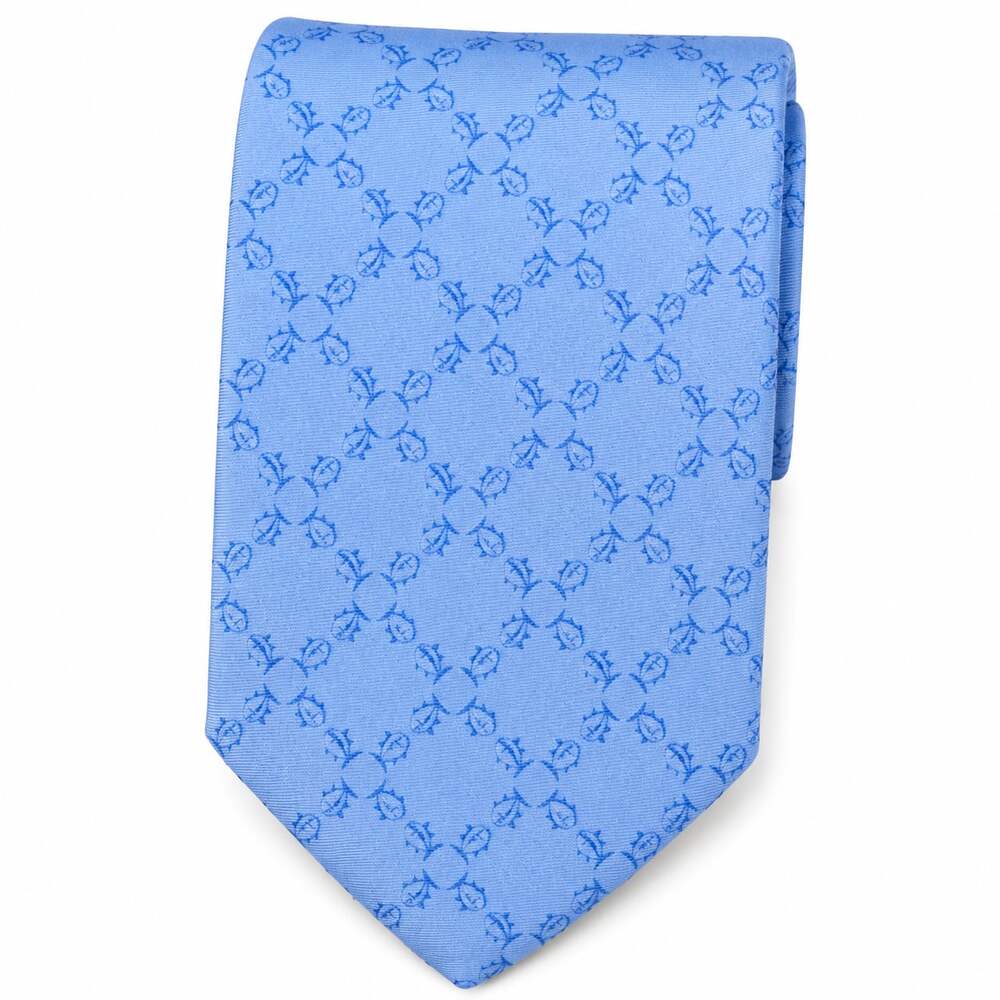 Southern Tide Silk Fish Print Necktie Blue 3.5" Men's Tie